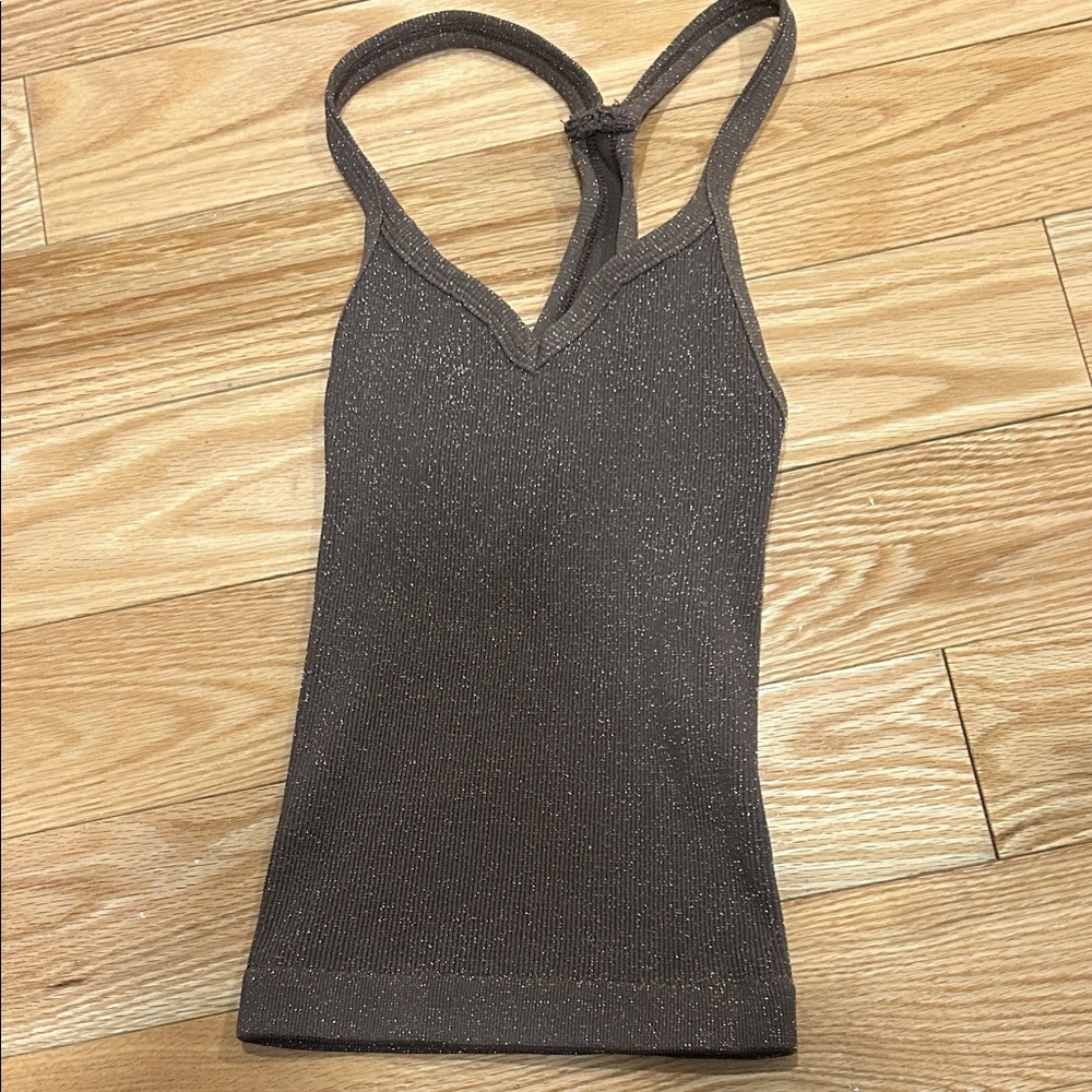 Free people movement Brown Sparkle crop racerback tank xs/s